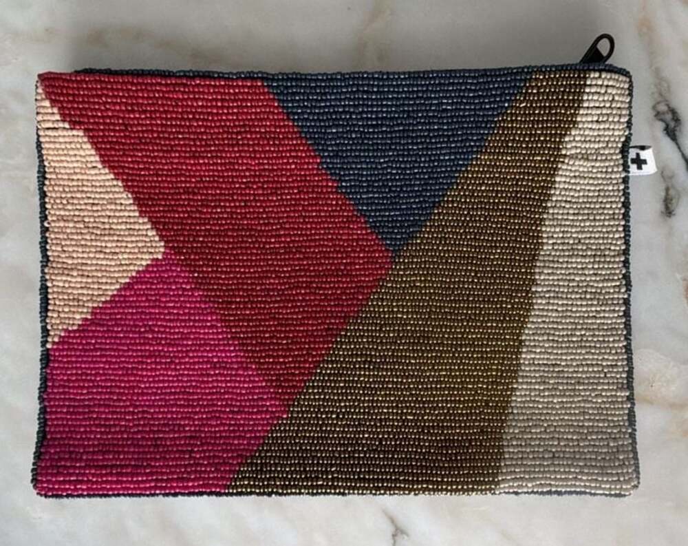 Ink + Alloy Geometric Beaded Zip Pouch